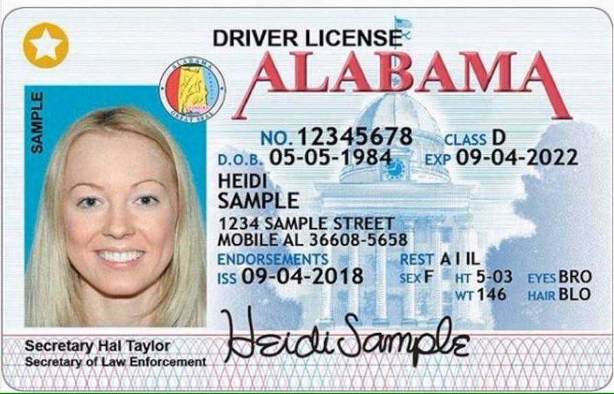 Sample Alabama Driver License