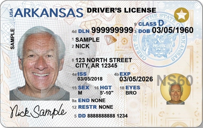 Sample Arkansas Driver License