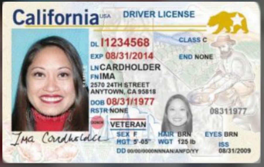 Sample California Driver License