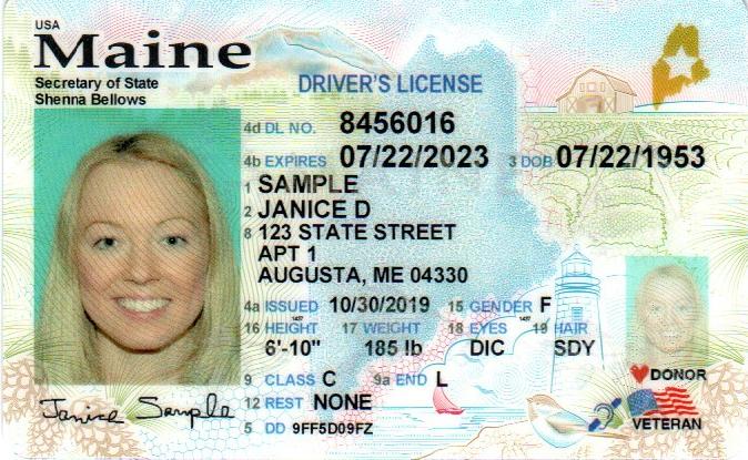 Sample Maine Driver License