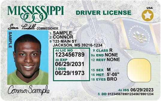 Sample Mississippi Driver License