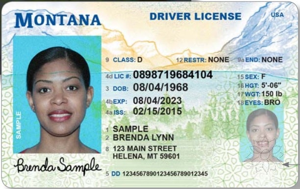 Sample Montana Driver License