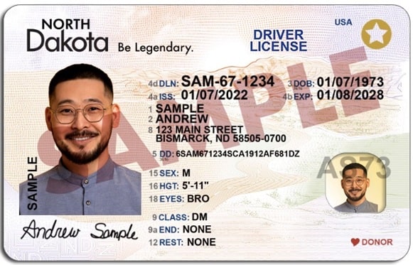 Sample North Dakota Driver License