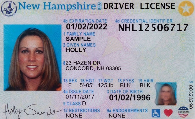 Sample New Hampshire Driver License