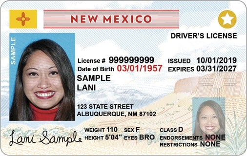 Sample New Mexico Driver License