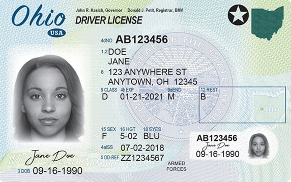 Sample Ohio Driver License