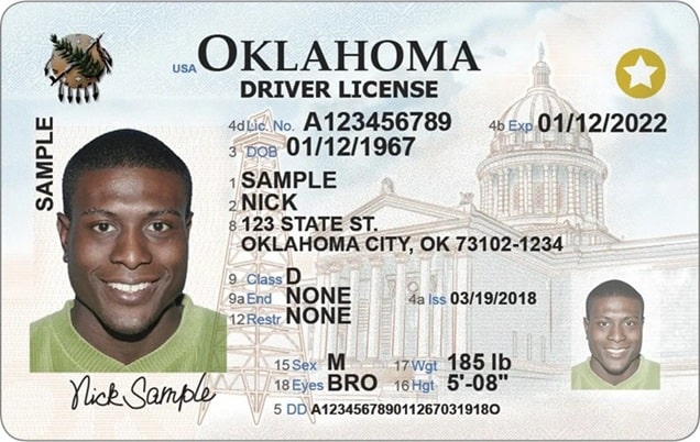 Sample Oklahoma Driver License