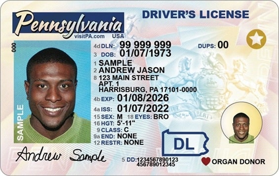 Sample Pennsylvania Driver License