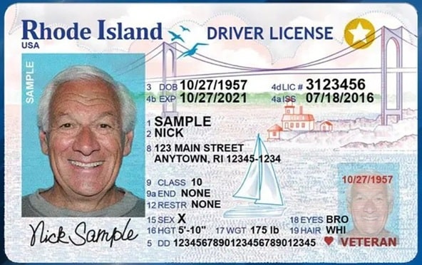 Sample Rhode Island Driver License