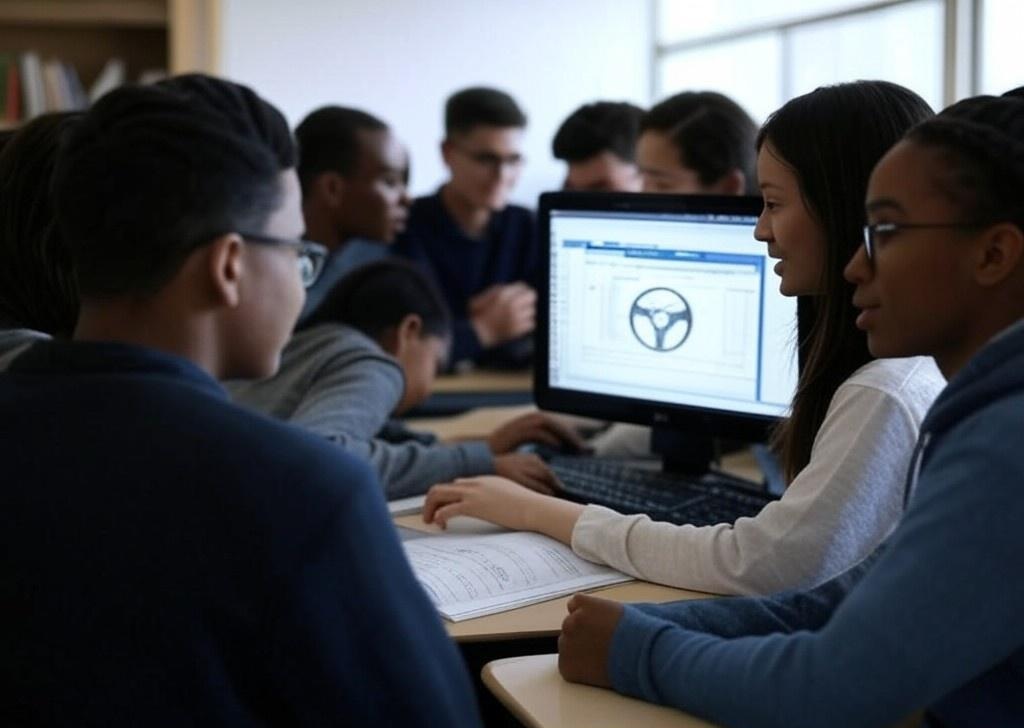 Students preparing for DMV test